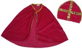 Sinterklaas set met mijter en cape - Roze / Goud - Polyester - Kindermaat - One Size - Schoencadeautjes sinterklaas - Sinterklaas - Feestdagen