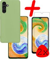Coque Samsung Galaxy A04s Coque Arrière En Siliconen Avec 2x Protecteur D'écran - Coque Samsung A04s Coque En Silicone - Vert