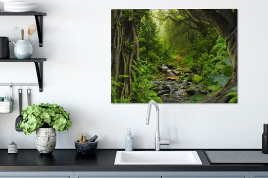 Toile - Peinture jungle - Forêt - Water - Jungle - Décoration murale - Photo sur toile - 80x60 cm