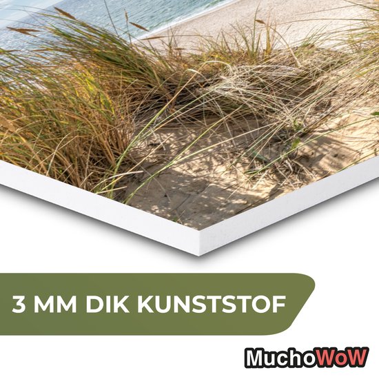 Décoration murale hexagonale - Décoration murale en plastique - Tableau hexagonal - Dune - Herbe - Mer - Plage - 120x103 cm