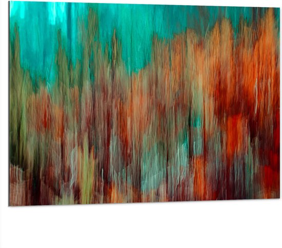 WallClassics - Dibond - Blauw/Oranje Verfvegen - 100x75 cm Foto op Aluminium (Met Ophangsysteem)