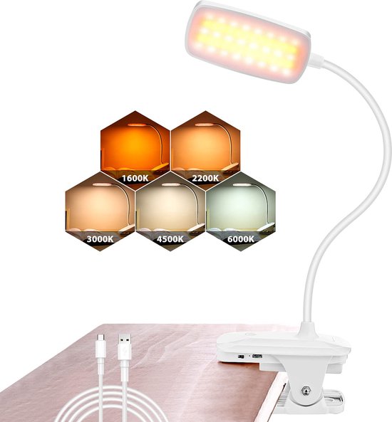 bout tumor hoofdstad Leeslampje voor boek - USB oplaadbaar leeslampje - met 5 Kleurtemperaturen  - Flexibele... | bol.com