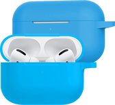 Hoesje Geschikt voor Airpods Pro Hoesje Siliconen Case - Hoes Geschikt voor Apple Airpods Pro Case Hoesje - Lichtblauw