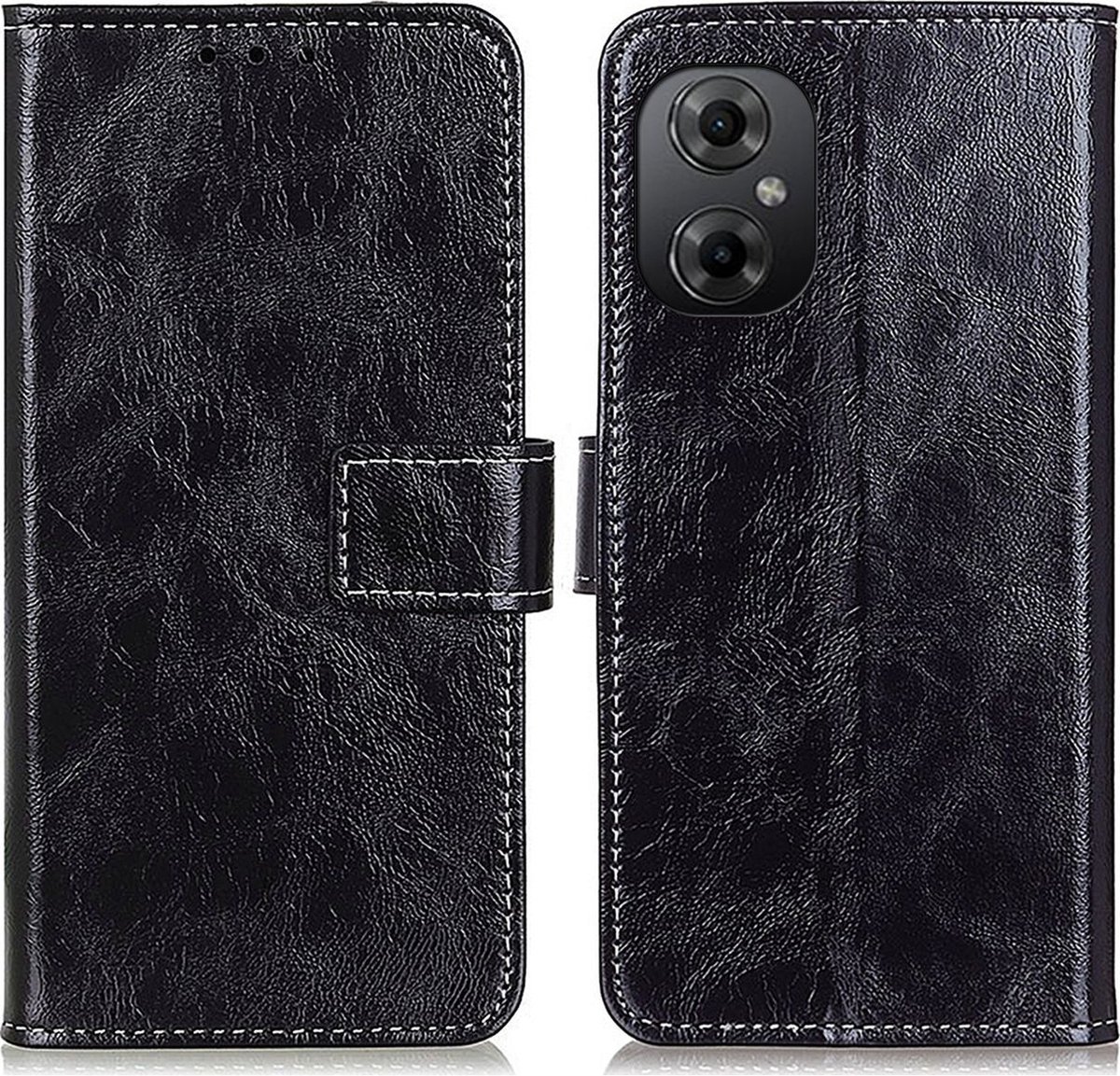 Mobigear Telefoonhoesje geschikt voor POCO M5 Hoesje | Mobigear Basic Bookcase Portemonnee | Pasjeshouder voor 3 Pasjes | Telefoonhoesje voor Pinpas / OV Kaart / Rijbewijs - Zwart