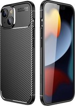 iMoshion Hoesje Geschikt voor iPhone 14 Plus Hoesje Siliconen - iMoshion Carbon Softcase Backcover - Zwart