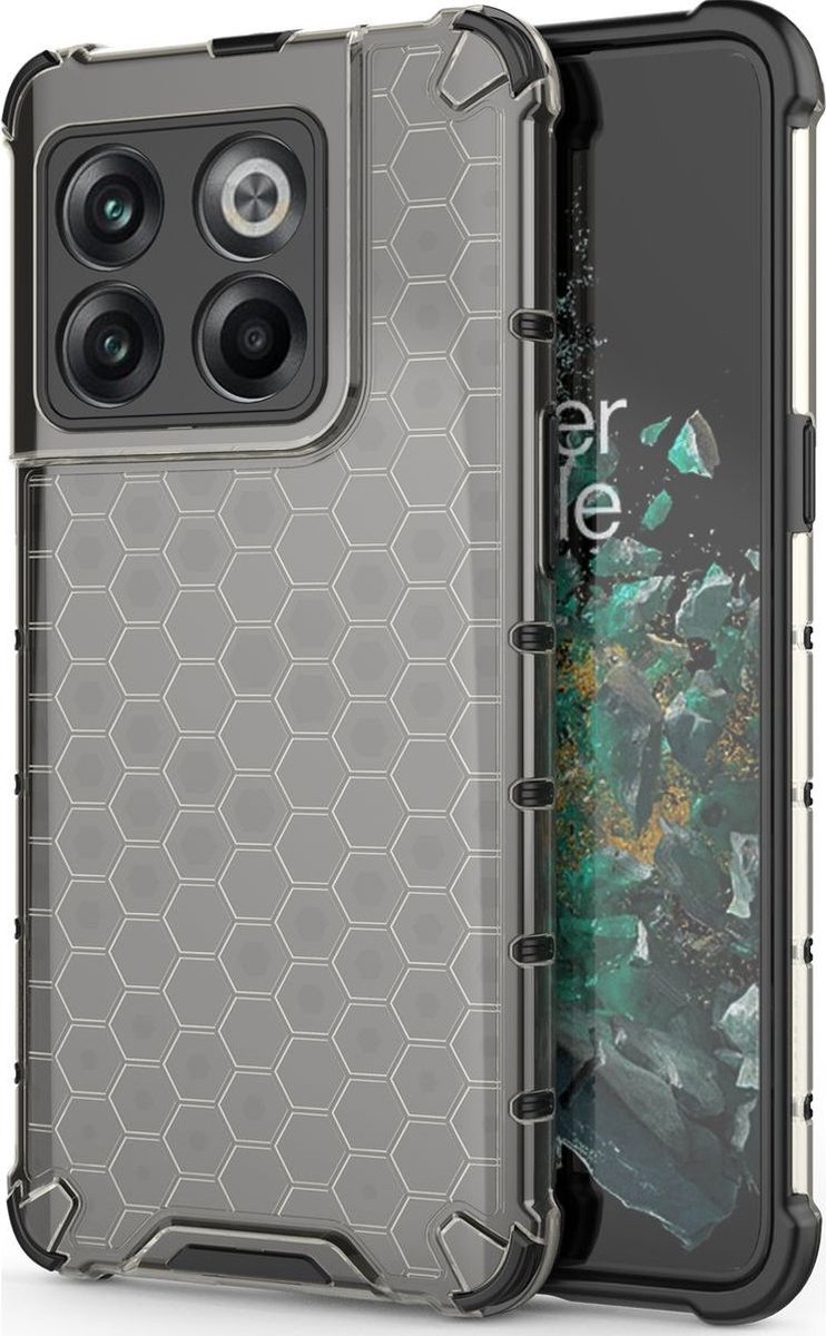 Mobigear Hoesje geschikt voor OnePlus 10T Telefoonhoesje Hardcase | Mobigear Honeycomb Backcover Shockproof | Schokbestendig 10T Telefoonhoesje | Anti Shock Proof - Zwart
