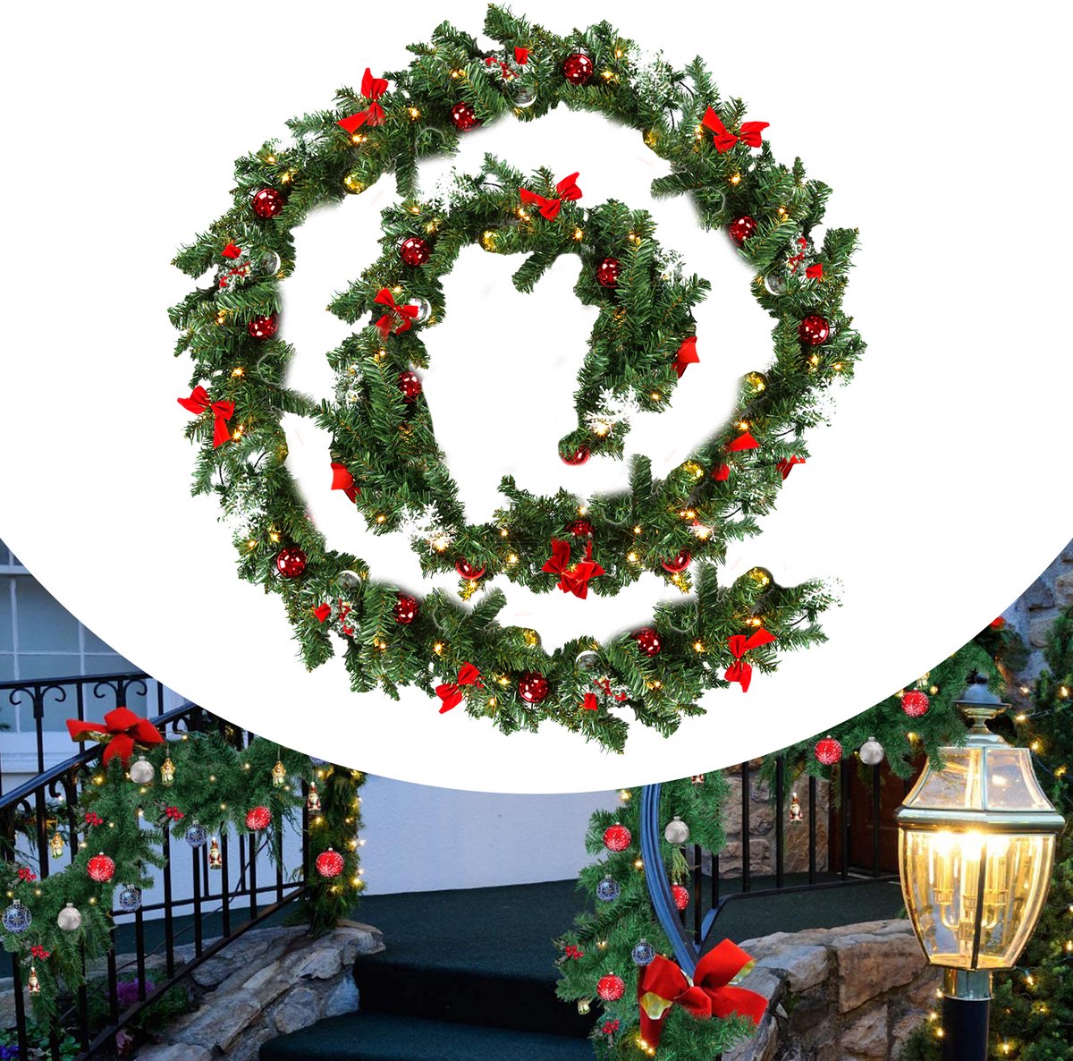 Kerst guirlande met verlichting - Kerstverlichting