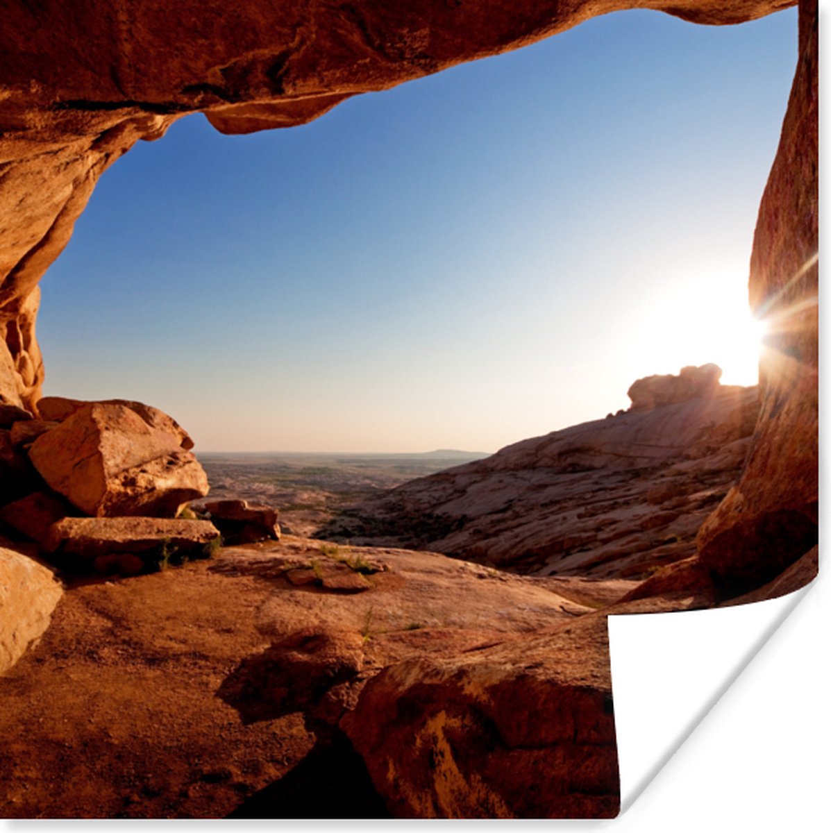 Poster Grot - Woestijn - Zon - Landschap - 30x30 cm