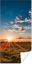 Poster Zonsondergang - Natuur - Wolken - Gras - 75x150 cm