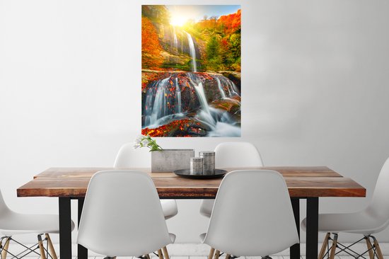 Affiche Cascade - Nature - Automne - Rouge - 60x80 cm
