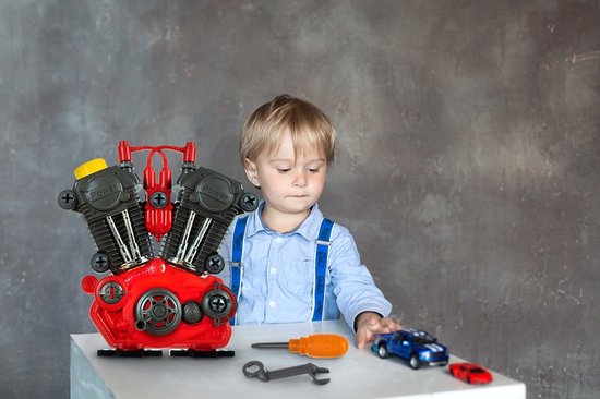 V-twin motor chopper demontage simulatie speelgoed met licht en geluid 25 x 25 x 6.5 cm - speelset - 20 delig - Twin cam - speelgoedmotor - kruzzel