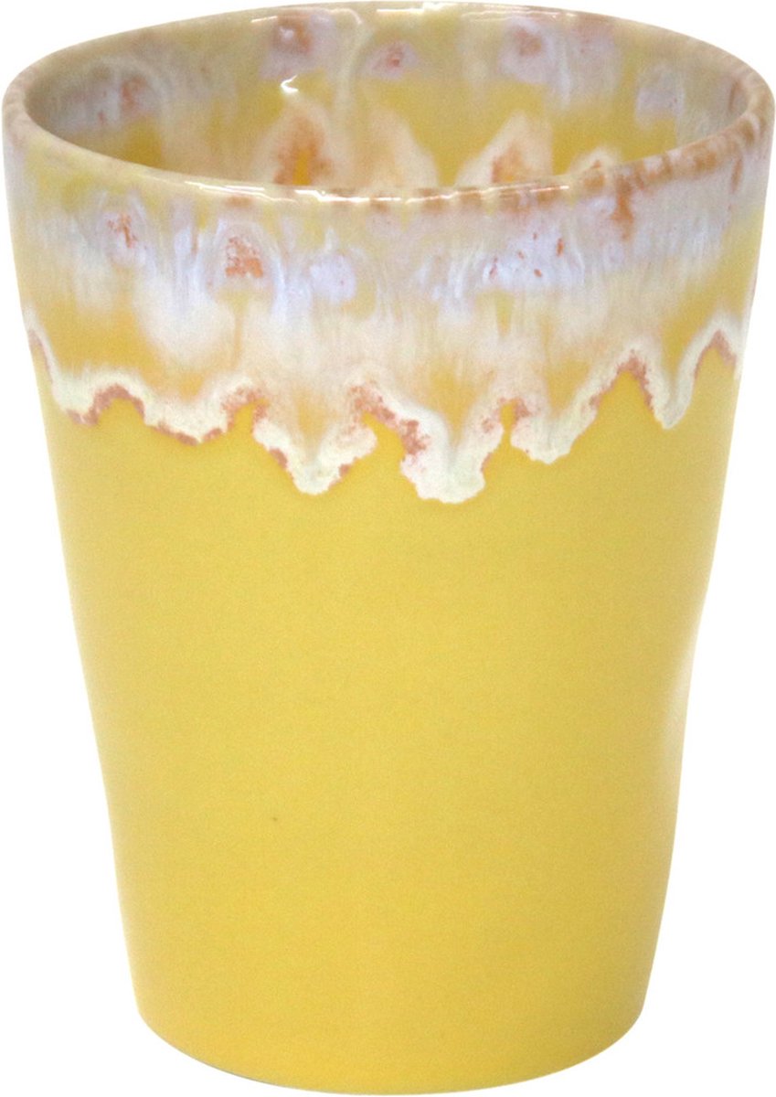 Costa Nova - servies - latte kopje - Grespresso geel - aardewerk - set van 8 - H 12 cm