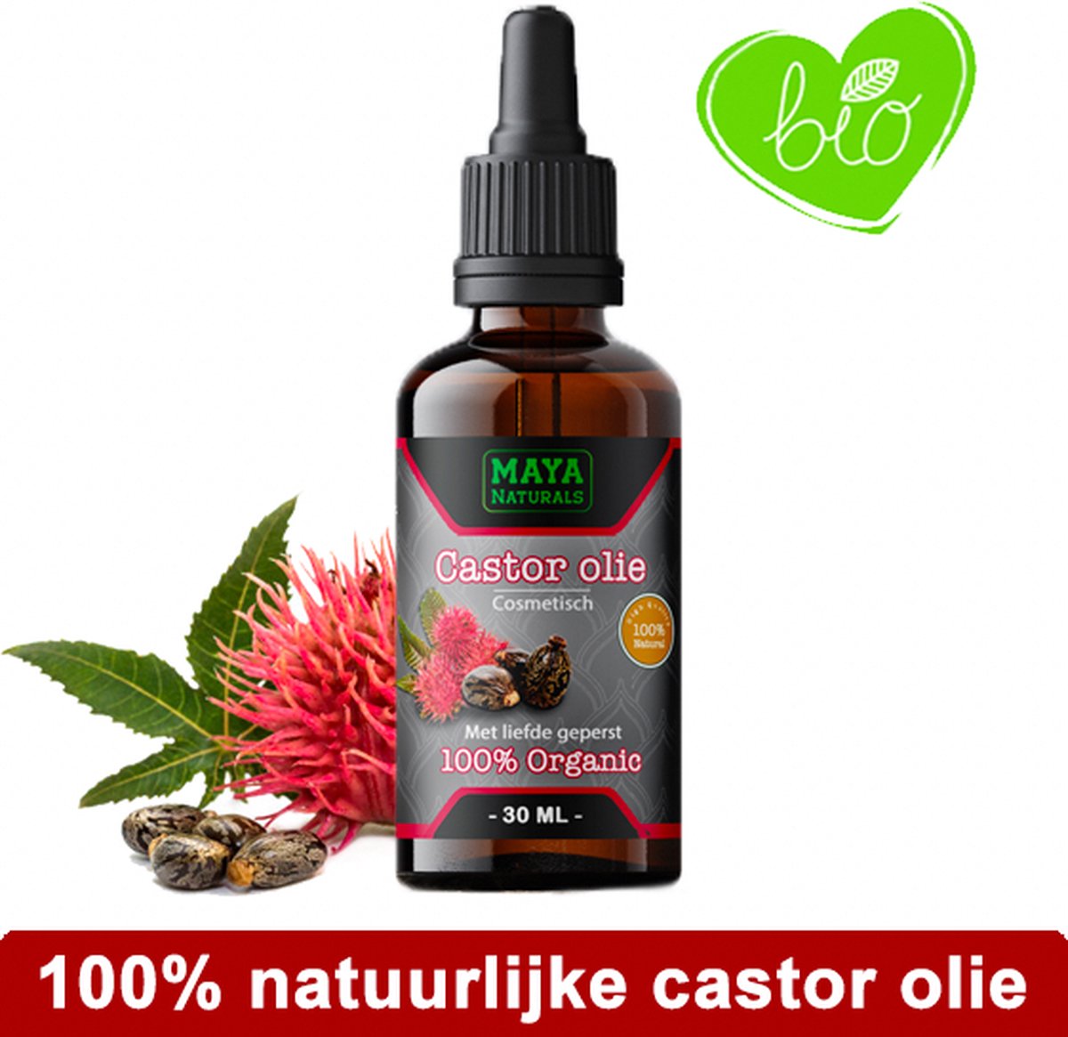 Natuurlijke Castor olie 30ml | 100% Puur & Onbewerkt EU Bio keurmerk | Castor oil | castor olie wimpers & haar