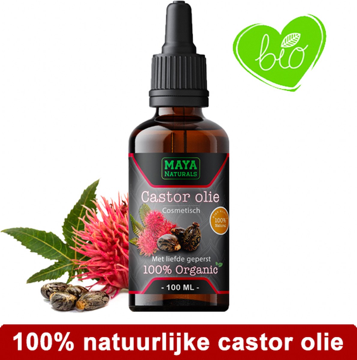 Natuurlijke Castor olie 100ml, 100% Puur & Onbewerkt EU Bio keurmerk, Castor oil