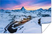 Sneeuw in de Alpen poster papier 180x120 cm - Foto print op Poster (wanddecoratie woonkamer / slaapkamer) / Landschappen Poster XXL / Groot formaat!