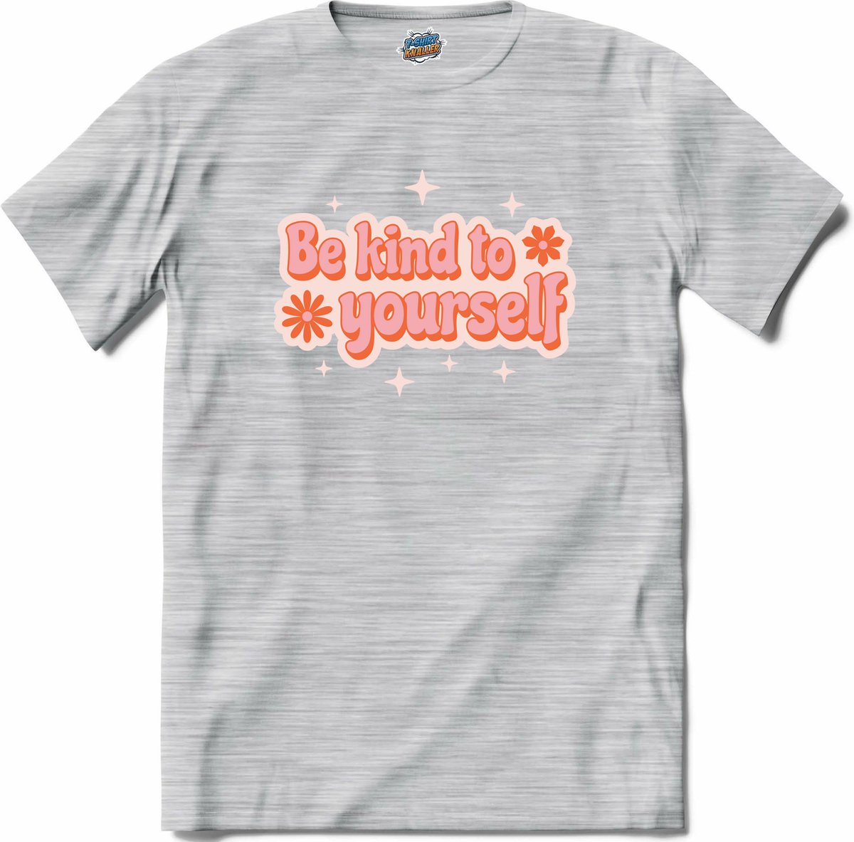Flower power Be kind to yourself - T-Shirt - Meisjes - Donker Grijs - Gemêleerd - Maat 4 jaar