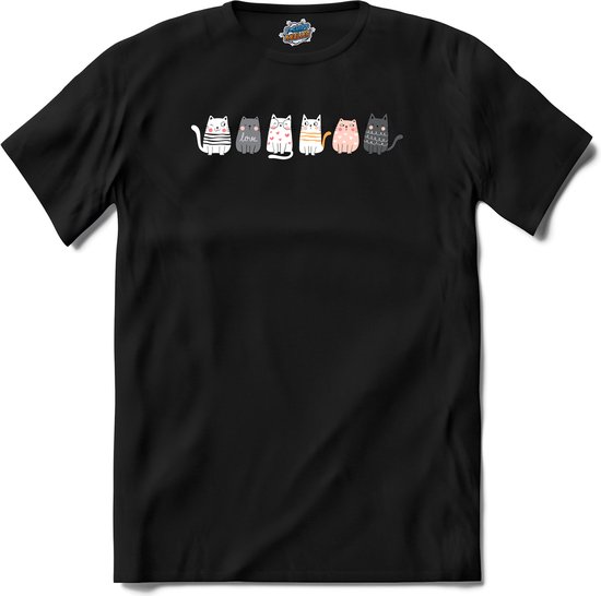Katten vrienden - T-Shirt - Heren - Zwart