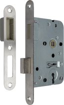 AXA Magnetisch Dag-nachtslot (7139) SL55 met RVS voorplaat en sleutelgat voor binnendeuren in alle draairichtingen. Inclusief sluitplaat, sluitkom, bevestigingsmiddelen en sleutels
