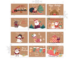 Giftmas Kerstkaarten - Wenskaarten - 36 Stuks - Met Enveloppen en Stickers - Nieuwjaarskaarten - 10x15cm