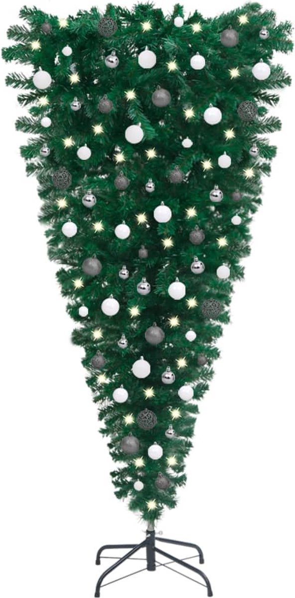 Prolenta Premium - Kunstkerstboom ondersteboven met LED's en kerstballen 120 cm