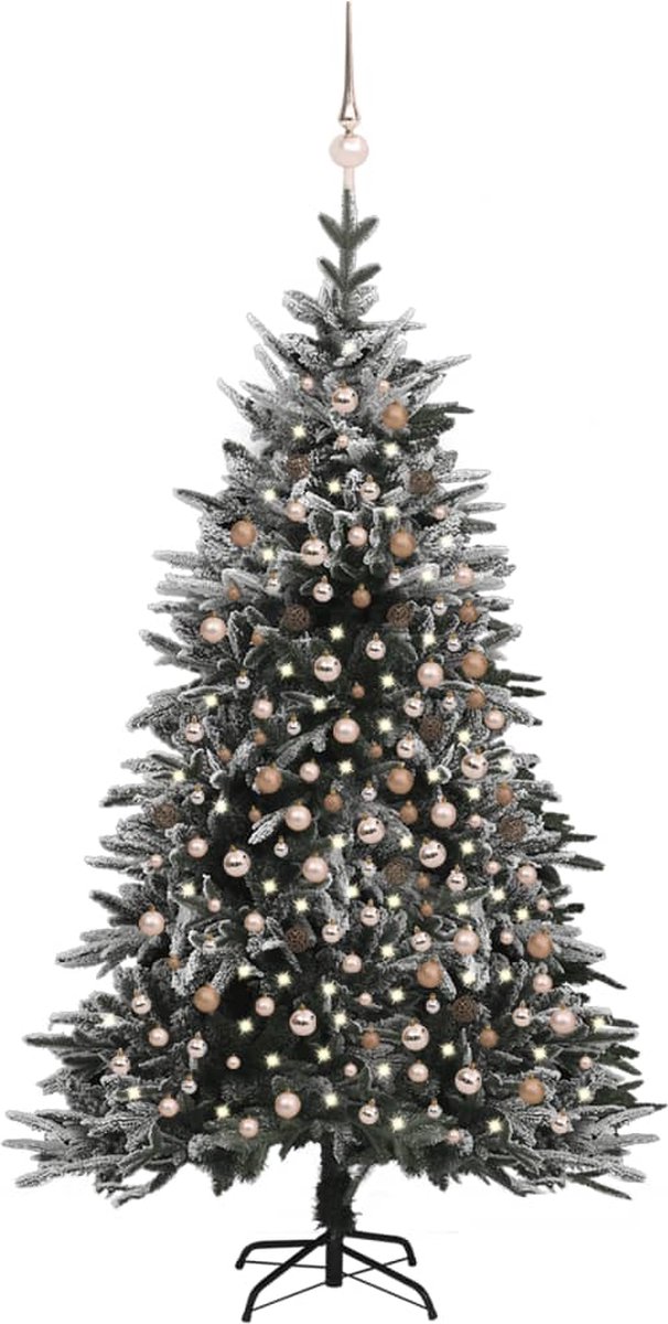 Prolenta Premium - Kunstkerstboom LED's, kerstballen en sneeuw PVC en PE 240 cm