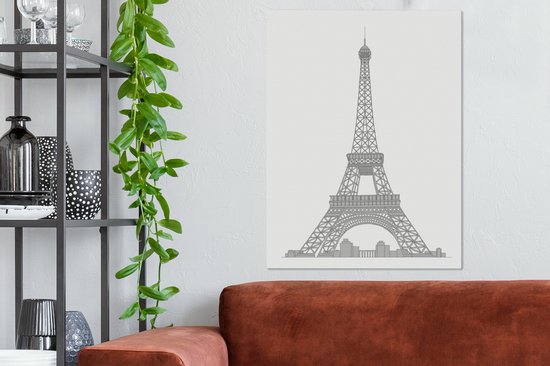 Une illustration grisâtre sur toile Tour Eiffel 60x80 cm - Tirage photo sur toile (Décoration murale salon / chambre)