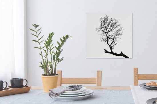 Silhouette d'une branche d'arbre 50x50 cm - Tirage photo sur toile (Décoration murale salon / chambre)