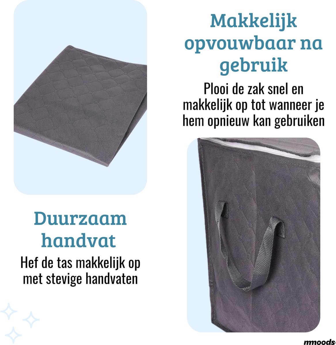Navaris Opbergtas Onder Het Bed - Set Van 2 - 91x50x14 Cm - Met Ritssluiting & Kijkvenster - Grijs