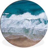 WallCircle - Wandcirkel - Muurcirkel - Strand - Zee - Water - Blauw - Aluminium - Dibond - ⌀ 90 cm - Binnen en Buiten