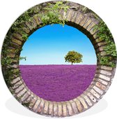 WallCircle - Wall Circle - Wall Circle Indoor - Lavande - Transparent - Fleurs - Été - 150x150 cm - Décoration murale - Peintures Ronds