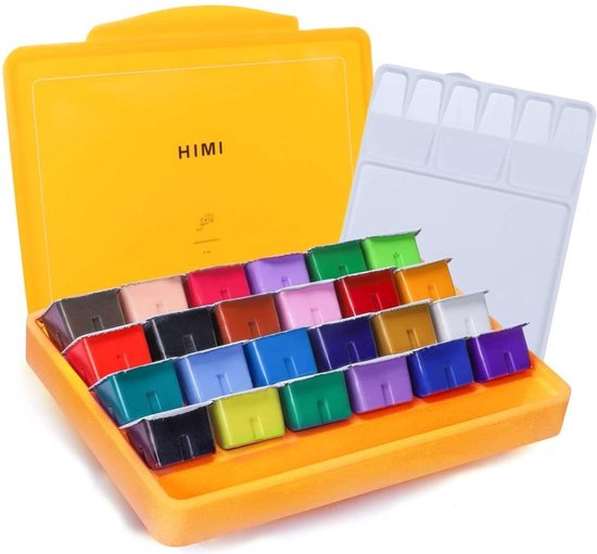 HIMI Gouache set van 24 kleuren x 30ml in kunststof opbergbox