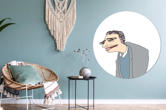 Animation d'un homme heureux Assiette en plastique cercle mural ⌀ 150 cm XXL / Groot format!