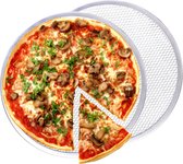 Schutzit - 2 stuks Pizzaplaat - 25,5 cm - Pizza bakplaat - Gaasbodem plaat - Pizzavorm - Pizzapan BBQ