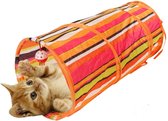Nobleza Speeltunnel katten - Kattentunnel - Kattenspeelgoed - Kattenspeeltjes - Balletje met bel - 90 cm - Oranje