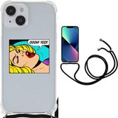Anti Shock Bumper Case Geschikt voor iPhone 14 Smartphone hoesje met doorzichtige rand Popart Oh Yes