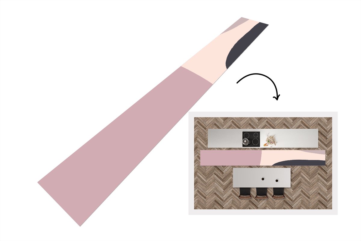 KitchenYeah Keukenloper - Loper keuken - Pastel - Design - Minimalisme - 400x50 cm - Keukenloper vinyl Multicolor