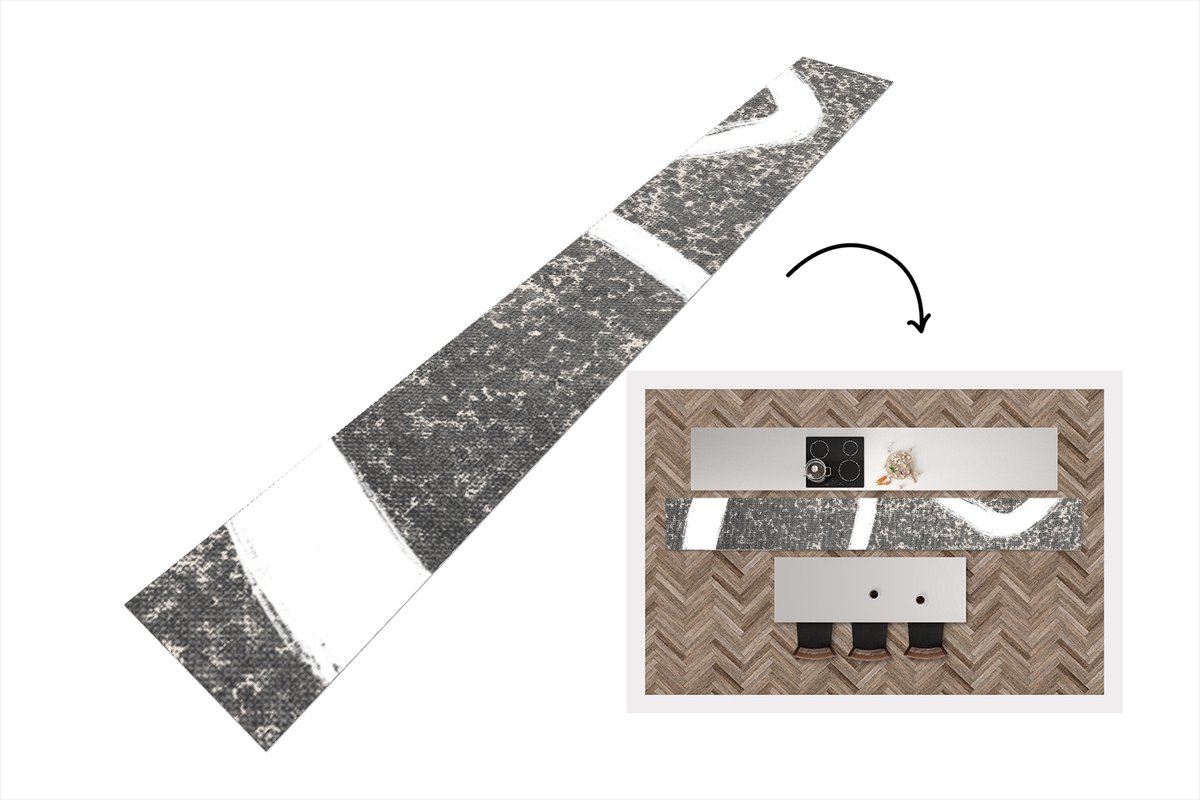 KitchenYeah Keukenloper - Loper keuken - Abstract - Minimalisme - Design - 400x50 cm - Keukenloper vinyl Multicolor