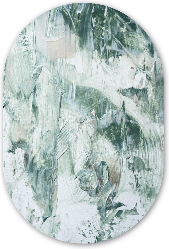 Muurovaal - Kunststof Wanddecoratie - Ovalen Schilderij - Tuindecoratie - Verf - Abstract - 40x60 cm - Ovale spiegel vorm op kunststof