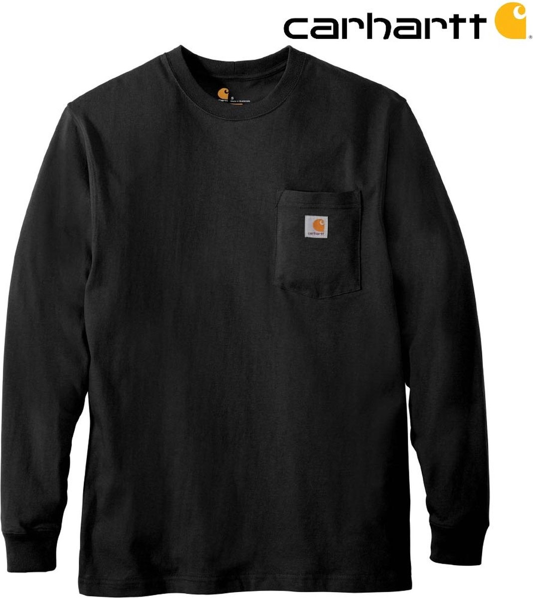 Carhartt - Pocket T-Shirt lang mouw - Heren - Zwart - Maat XL (valt als XXL)