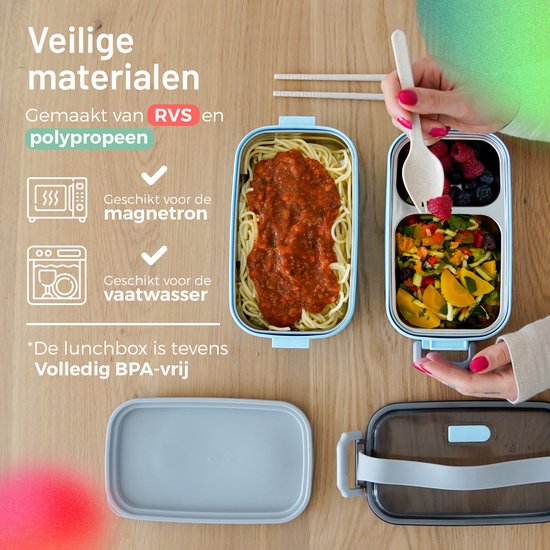 Boîte à lunch | Boîtes à pain | Boite à pain | empilable à 3 couches | Convient au micro-ondes | Design élégant | Bleu