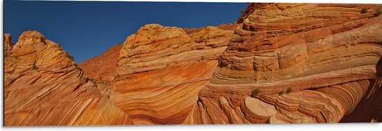 WallClassics - Dibond - The Wave - Amerika Berglandschap - 90x30 cm Foto op Aluminium (Met Ophangsysteem)