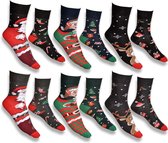 More Fashion - Heren Sokken - Maat 39 40 41 42 - 6-Pack - Kerstcadeau voor Mannen - Leuk Asymmetrisch Print - Kleurrijk - Rendier Kerstman Elf - MADE IN EU