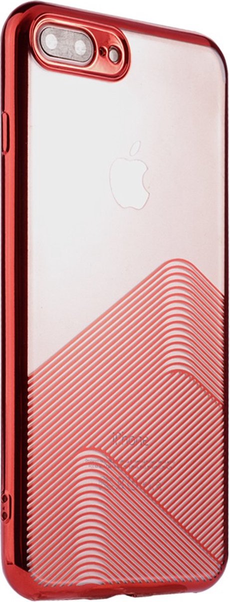 Sulada Doorzichtig iPhone 7 Plus 8 Plus TPU hoesje - Rood Metallic