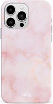 xoxo Wildhearts Marble Dusty Pink - Single Layer - Hardcase hoesje geschikt voor iPhone 14 Pro hoesje roze - Roze shockproof case geschikt voor Apple iPhone 14 Pro hoesje marmer - Roze