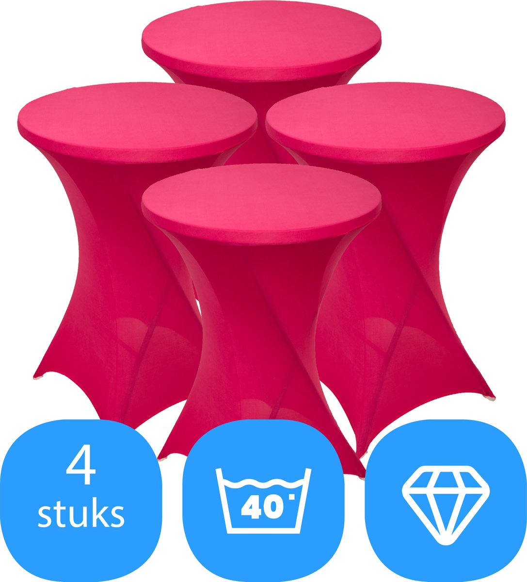 Statafelrok Roze x 4 – ∅80-85 x 110 cm – Statafelhoes Stretch 4 Stuks – Tafelhoezen voor Statafel Sta Tafel Hoes | Staantafelhoes – Geschikt voor Horeca Evenementen | Cocktailparty | Trouwerij