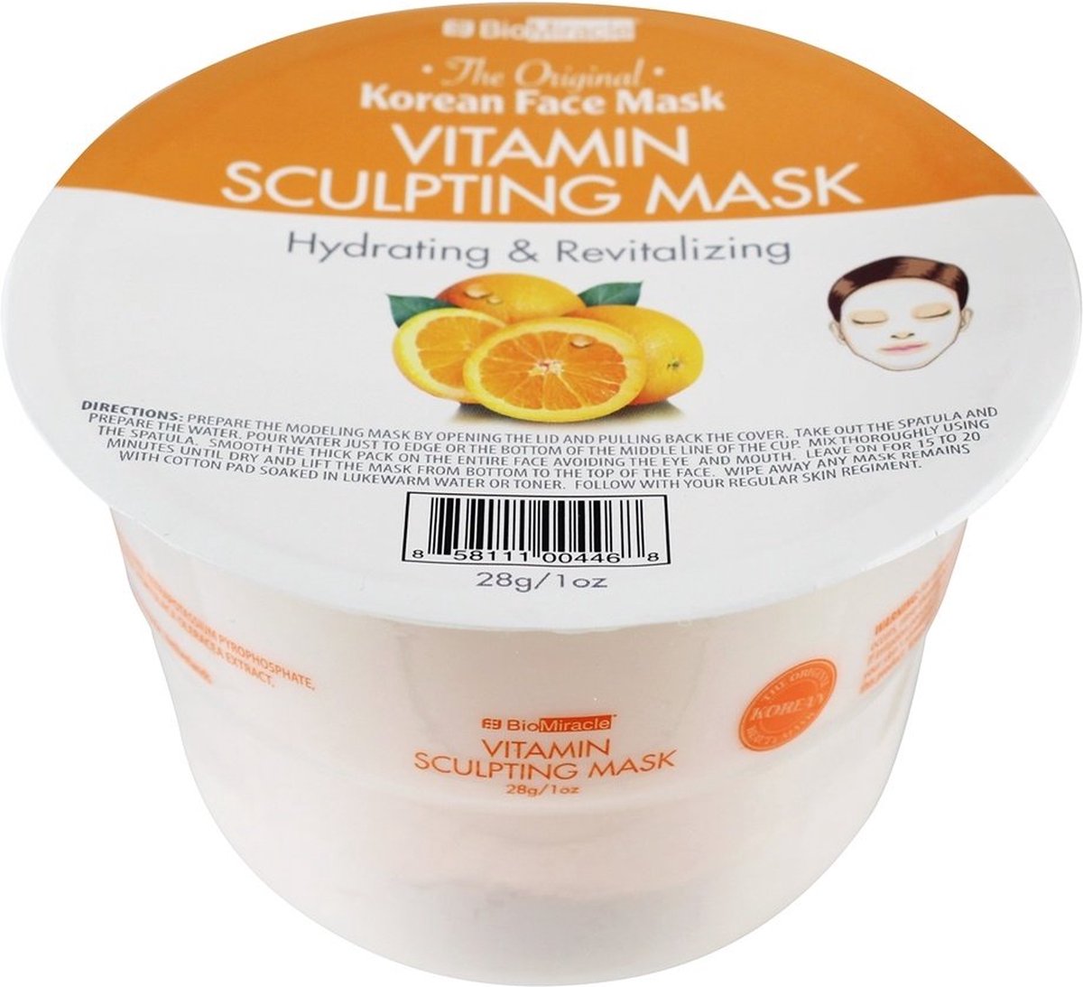 Gezichtsmasker - BioMiracle - Vitaminen C Sculpting Face Mask - Origineel Koreaanse Gezichtsmasker - Hydraterend & Revitaliserend - Poeder