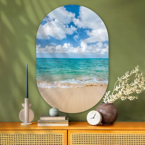Muurovaal - Kunststof Wanddecoratie - Ovalen Schilderij - Strand - Zee - Zomer - Reizen - 80x120 cm - Ovale spiegel vorm op kunststof