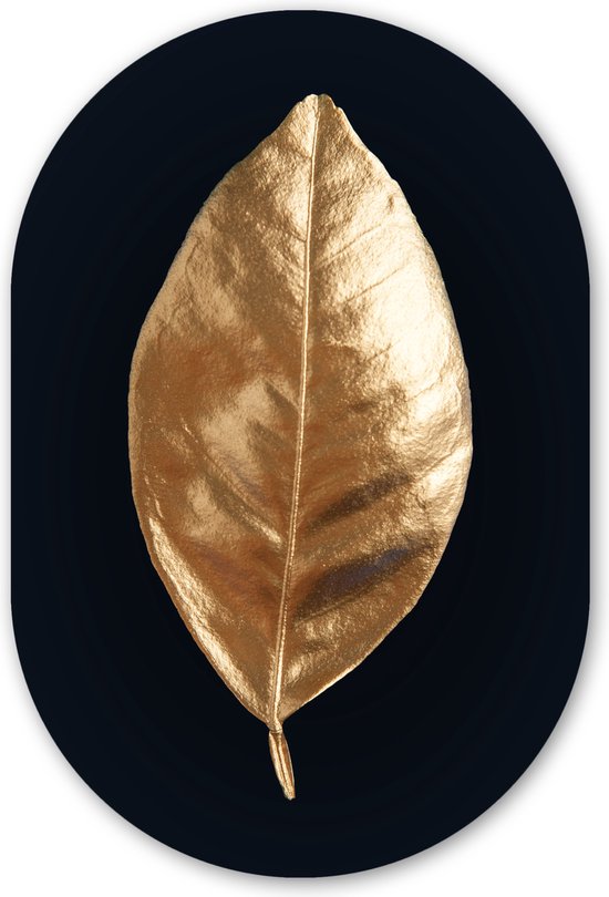 Miroir ovale - Décoration murale en plastique - Tableau ovale - Or - Feuille - Luxe - 60x90 cm - Forme miroir ovale sur plastique