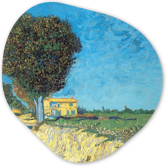 Organische Wanddecoratie - Kunststof Muurdecoratie- Organisch Schilderij - De laan vlakbij Arles - Vincent van Gogh- 90x90 cm - Organische spiegel vorm op kunststof