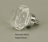 3 Stuks Meubelknop Kristal - Transparant & Zilver - 4.5*3.8 cm - Meubel Handgreep - Knop voor Kledingkast, Deur, Lade, Keukenkast